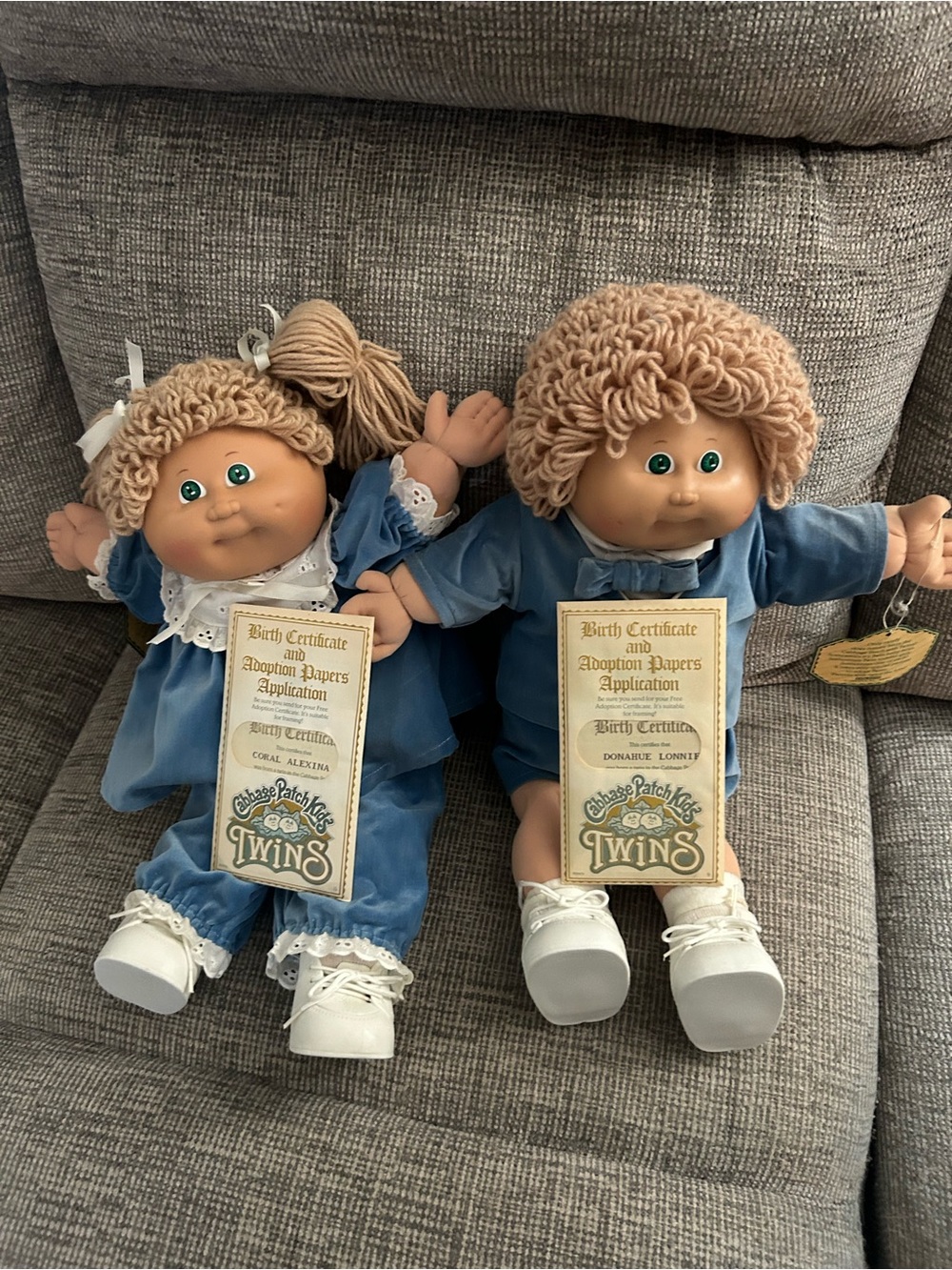 Vintage Cabbage Patch Kids Twin Doll in Blue Outfits